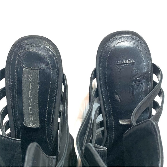 Steven By Steve Madden Nikki Strappy Black Leather Mule Heel Sandals size 9.5 - Picture 3 of 9